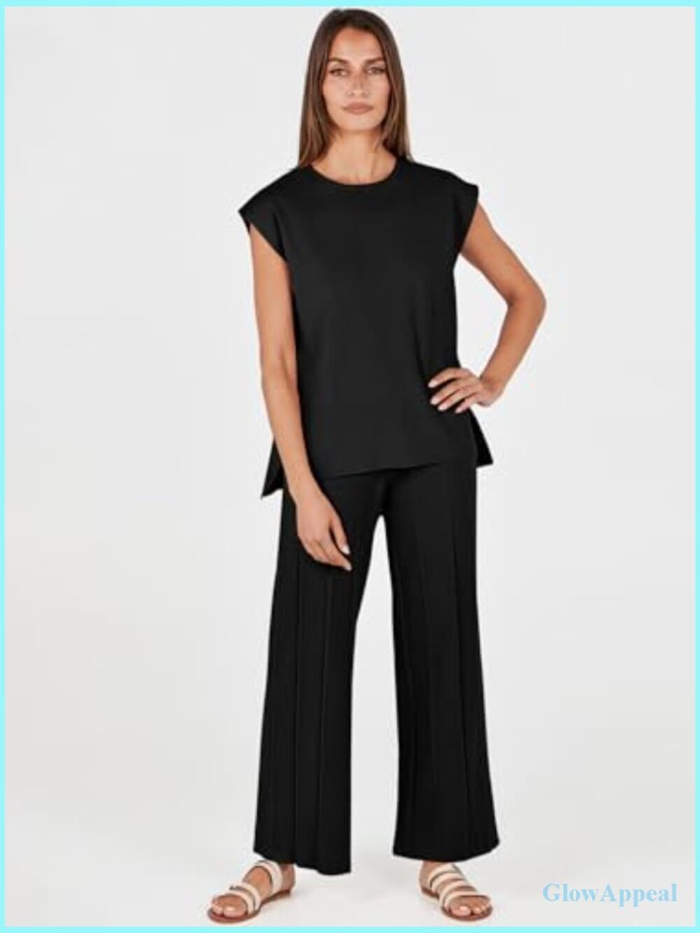 Women 2 Piece Lounge Set Knit Vest and Pant Summer Vacation Outfit - Picture 2 of 7